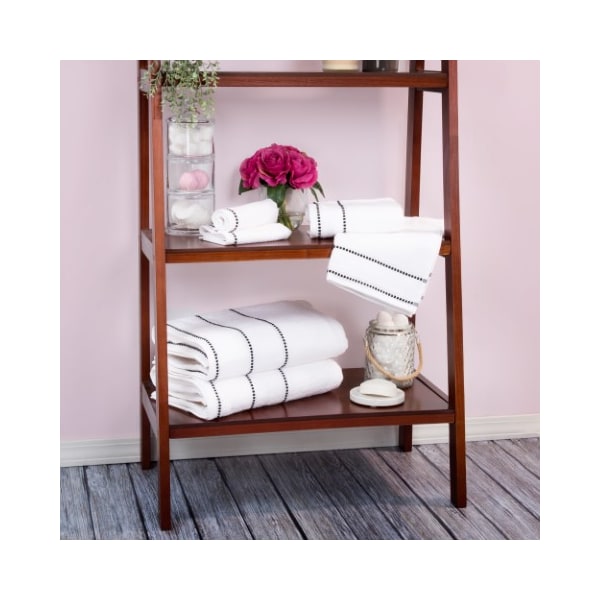 Hastings Home 6-piece Cotton Towel Set with 2 Bath Towels, 2 Hand Towels and 2 Washcloths (White/Black) 312443DXU - main